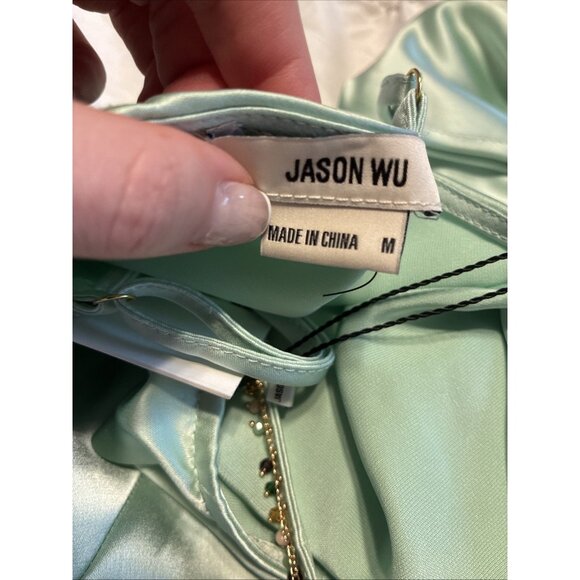 Jason Wu New Authentic Solid Mint Green Tank Satin Formal Long Slip Gown Dress - Picture 8 of 10